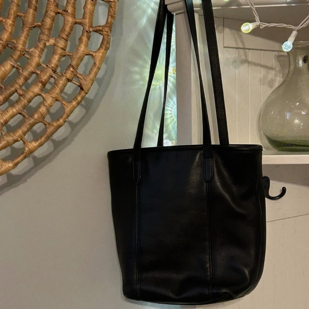 Vintage Coach Black Leather Tote Bag